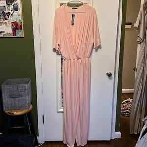 Boohoo blush pink wrap maxi dress